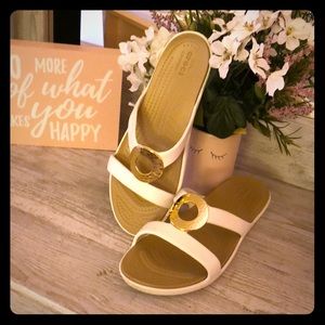 Comfy white and gold sandals